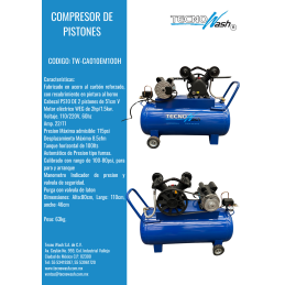 Compresor de pistones 2hp, 110/220VCA, 60HZ