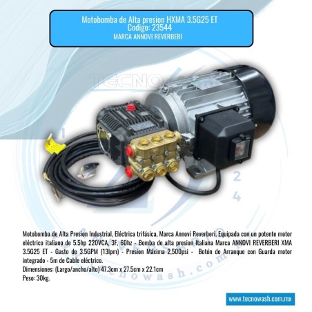 Motobomba de Alta presion HXMA 3.5G25 ET, 5.5hp, 2500psi