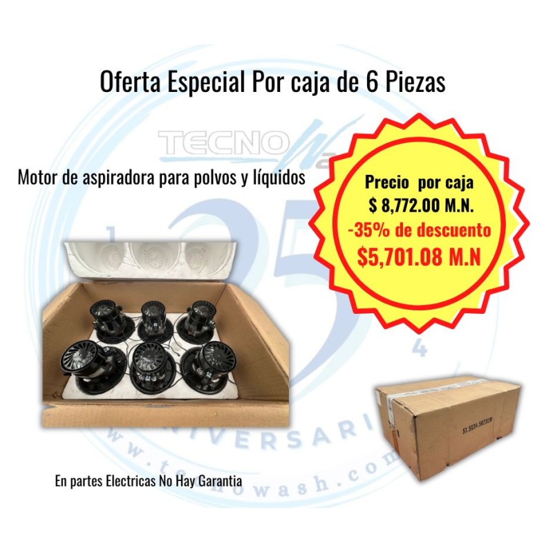Caja con 6 Motores de Aspiradora para Polvos y Líquidos. Cod. GS12110-02SC-6