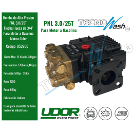 Bomba de Alta Presión UDOR PNL 3.0/25T, ¡la solución perfecta para tus necesidades de limpieza más exigentes!