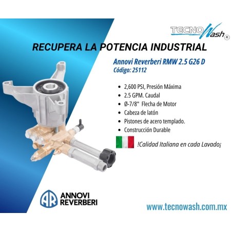 Bomba de alta presion RMW 2.5G26D, Ø-7/8, para motor a gasolina.